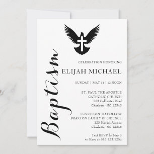 Elegant Budget Baptism Black-and-white Invitation