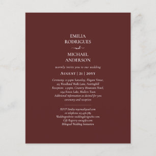 Elegant BUDGET Burgundy Monochrome Wedding Simple  Flyer