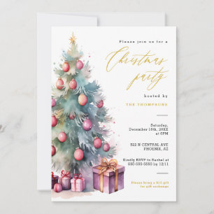 Elegant Budget Christmas Tree Holiday Party Invitation