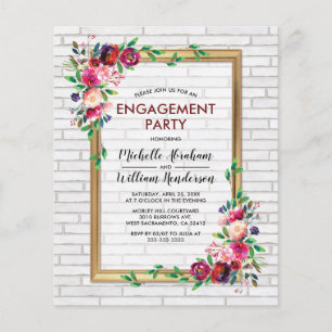 Elegant Budget Floral Engagement Party Invitation