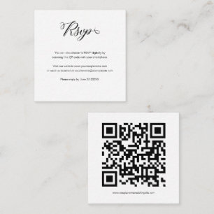 Elegant Budget Script QR Code Wedding RSVP Card