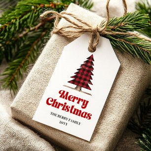 Elegant Buffalo Check Christmas Gift Tag