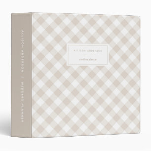 Élégant Buffle Beige Neutre Plaid 3 Classeur Bag