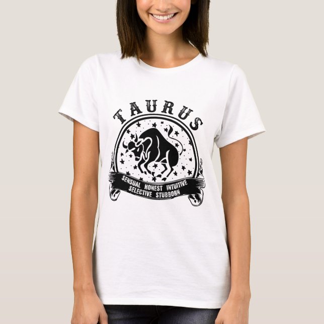 Elegant Bull: Taurus Zodiac Tee (Front)