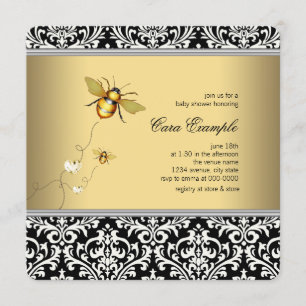 Elegant Bumble Bee Baby Shower Invitation