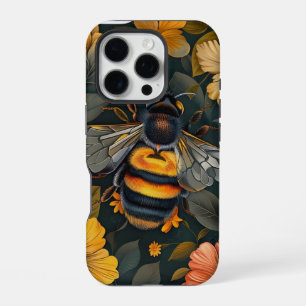 Elegant Bumblebee and Floral Design iPhone Case" 16 Pro Case