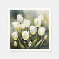 Elegant bunch of White Tulips  in a Serene Garden 