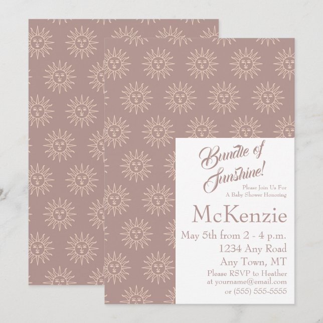 Elegant Bundle Of Sunshine Celestial Baby Shower Invitation (Front/Back)