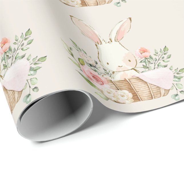 Elegant Bunny Rabbit Baby Shower Wrapping Paper (Roll Corner)