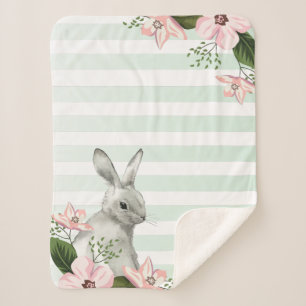 Elegant Bunny striped design Sherpa Blanket
