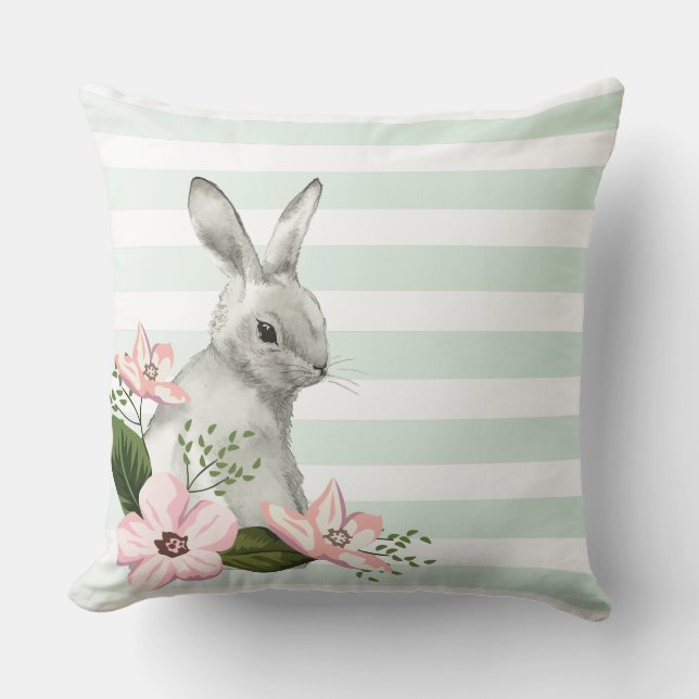 Elegant Bunny striped design Throw Pillow (Front)