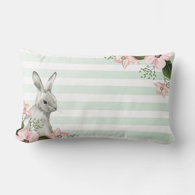 Elegant Bunny striped Lumbar Pillow (Front)