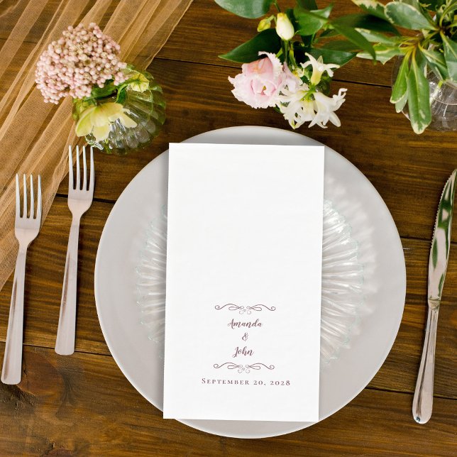 Elegant Burgandy Chic Formal Wedding Reception Napkin (Creator Uploaded)