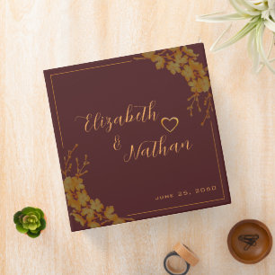 Elegant Burgun Gold Floral Wedding Notes or Photos Binder