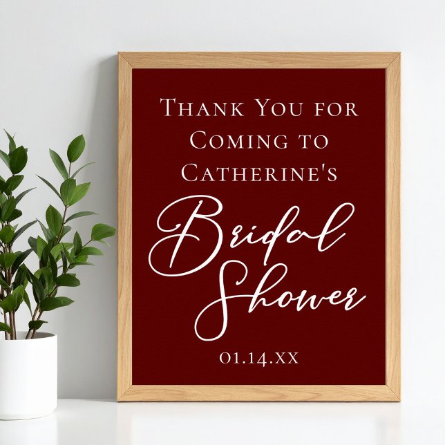 Elegant Burgund Bridal Shower Personalized Welcome Poster (Creator Uploaded)