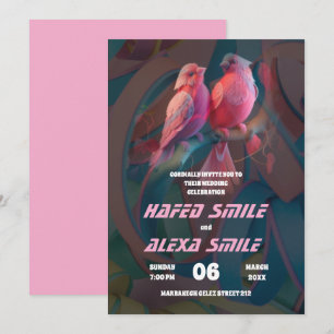 Elegant  burgund rose and floral design Wedding In Invitation