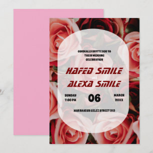 Elegant  burgund rose and floral design Wedding In Invitation