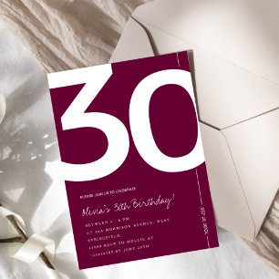Elegant Burgundy 30th Birthday Party Invitation