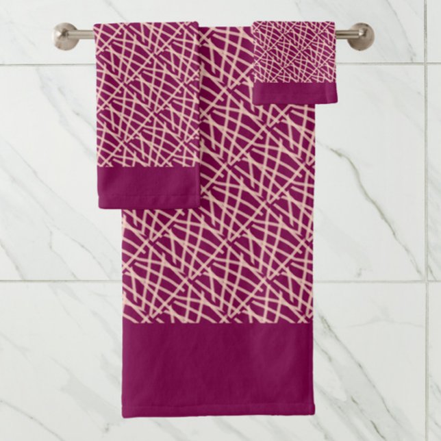 Elegant Burgundy Abstract  Bath Towel Set (Creator Uploaded)