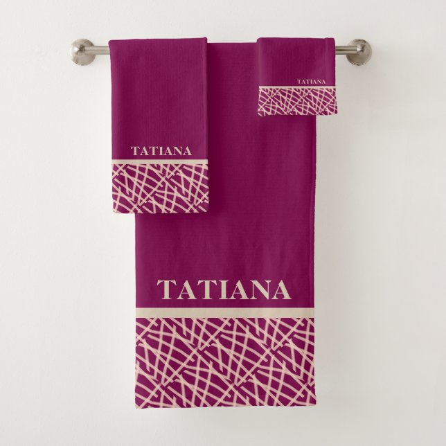 Elegant Burgundy Abstract  Bath Towel Set (Insitu)
