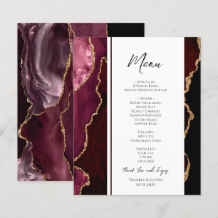 Elegant Burgundy Agate Event Menu