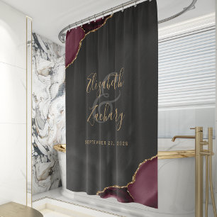 Elegant Burgundy Agate Gold Newlywed Names Wedding