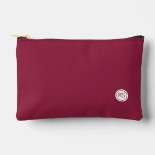 Elegant Burgundy and Black Color Block Monogram Accessory Pouch