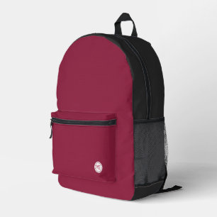 Elegant Burgundy and Black Monogram Printed Backpack