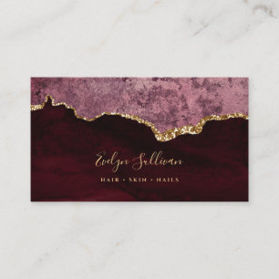 elegant burgundy and gold agate business card
