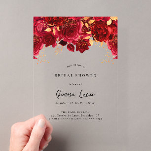 Elegant Burgundy and Gold Bridal Shower Invitation