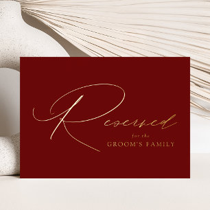 Elegant Burgundy and Gold Foil Reserved Sign