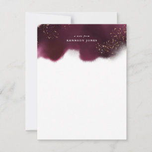 Elegant Burgundy and Gold Glitter Personalized Card