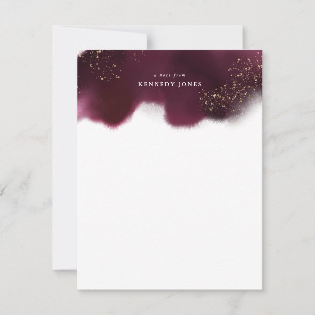 Elegant Burgundy and Gold Glitter Personalized Card (Front)