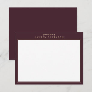 Elegant Burgundy and Gold Stationery Note Card