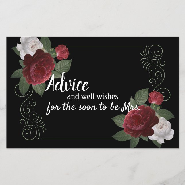 Elegant Burgundy and Pink Flowers Advice Card (Front)