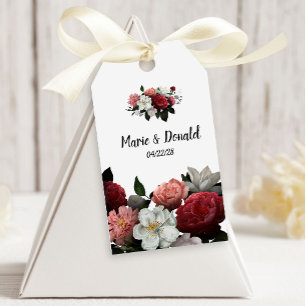 Elegant Burgundy and Pink Flowers Gift Tags
