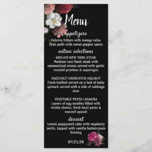Elegant Burgundy and Pink Flowers Menu