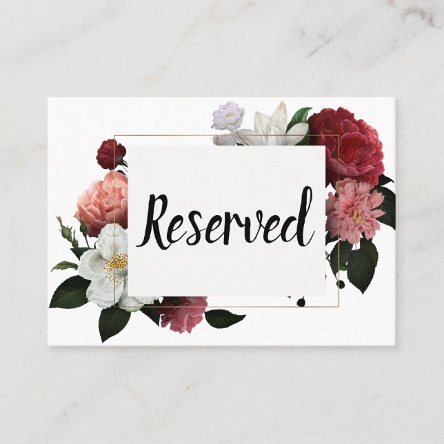 Elegant Burgundy and Pink Flowers Place Card (Front)