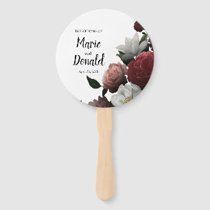 Elegant Burgundy and Pink Flowers Program Hand Fan