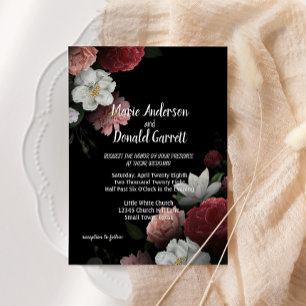 Elegant Burgundy and Pink Flowers Wedding Invitation