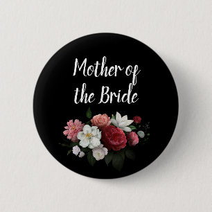Elegant Burgundy and Pink Mother of the Bride 2 Inch Round Button