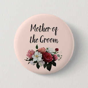 Elegant Burgundy and Pink Mother of the Groom 2 Inch Round Button
