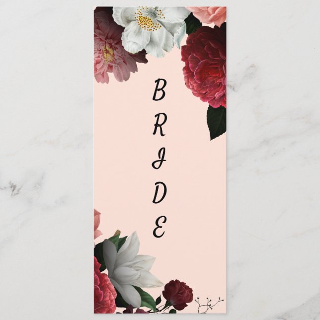 Elegant Burgundy and Pink Reserved Chair Sign Menu (Front)