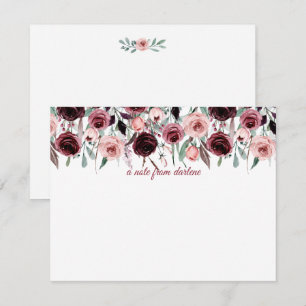 Elegant Burgundy and Pink Watercolor Roses   Card