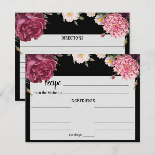 Elegant Burgundy and Pink Wedding Recipe Card