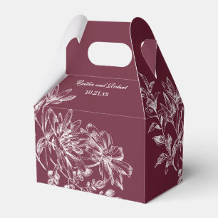 Elegant Burgundy and White Floral Favour Box