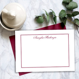 Elegant Burgundy and White Personalized Card