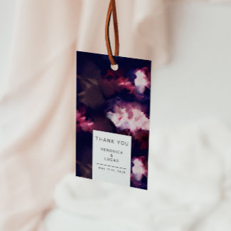 Elegant Burgundy Artistic Brush Stroke Thank You Gift Tags