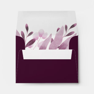 Elegant Burgundy BigLeaves Wedding Return Address Envelope
