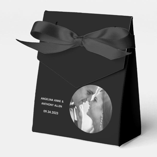 Elegant Burgundy Black Chic Photo Favor Box (Front Side)